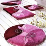 Desenli lila ve bordo banyo paspas takımı modeli