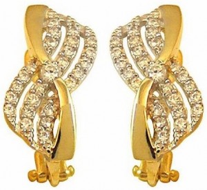 Fiyonk şeklinde taşlı Altınbaş altın küpe modeli