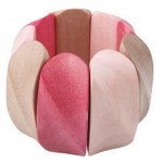 Fuşya ve pembe oval ahşap Stylish Accessories Bilezik Modeli