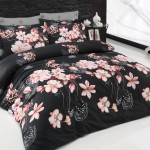 Gri siyah pembe Merinos saten nevresim takımı modeli