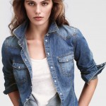 H&M kot mavisi bayan baharlık gömlek modeli