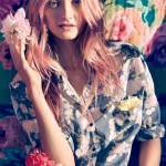 H&M çiçek desenli füme bayan baharlık gömlek modeli