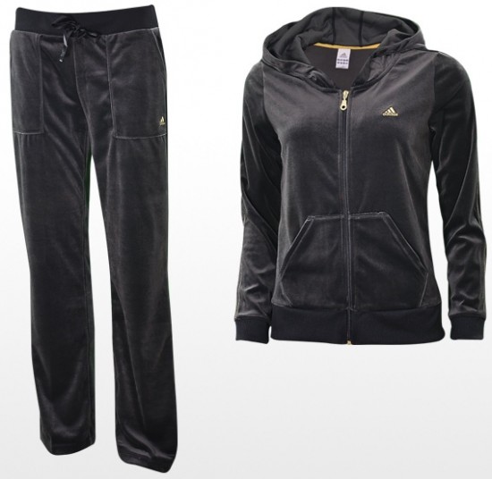 Kadife siyah Adidas bayan eşofman takımı modeli