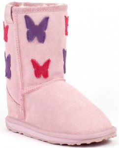 Kelebekli açık pembe kız çocuk çizme modeli