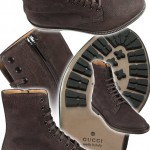 Koyu kahverengi süet bağcıklı Gucci erkek çizme modeli