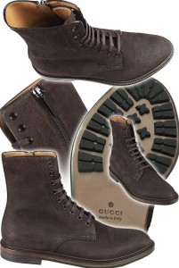 Koyu kahverengi süet bağcıklı Gucci erkek çizme modeli