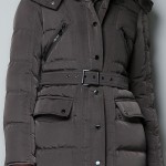 Kurşun rengi şişme kemerli Zara bayan kaban modeli