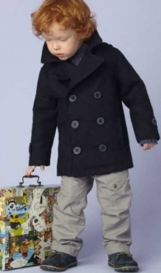 Lacivert kaşe erkek çocuk kaban modeli