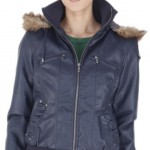 Lacivert kısa slim fit Defacto suni deri mont modeli