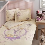 Lila Sleepy Bear Taç organik bebek nevresim takımı
