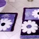 Lila mor çiçekli banyo paspas takımı modeli