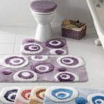 Lila renkli daire desenli banyo paspas takımı modeli