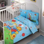 Mavi Sweet Train Taç organik bebek nevresim takımı