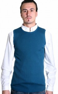 Mavi bisiklet yaka erkek süveter modeli