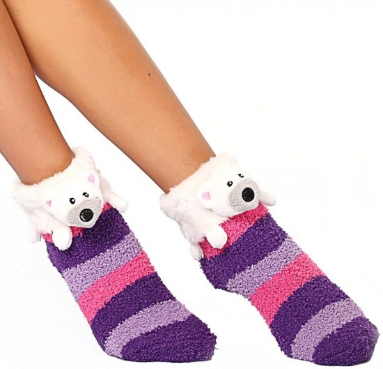 Mor pembe köpekli Penti kalın soket çorap modeli
