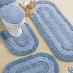 Oval kenarlı mavi banyo paspas takımı modeli