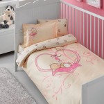 Pembe Sleepy Bear Taç organik bebek nevresim takımı