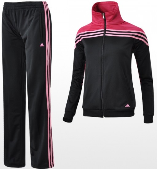 Pembe şeritli siyah Adidas bayan eşofman takımı modeli