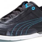 Puma mavi dikişli siyah desenli deri erkek spor ayakkabı modeli