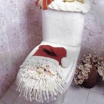 Püsküllü Noel Baba klozet takımı modeli