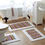 Renkli çizgili banyo paspas takımı modeli