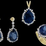 Sarı altın mavi taşlı Koçak Gold takı seti modeli