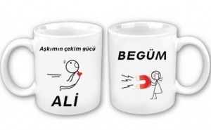 Sevgililere özel aşkın çekimi kupa modeli