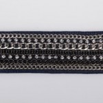 Siyah deri üzerinde zincir ve taşlı Stylish Accessories bilezik modeli