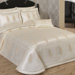 Taç Shimmer ekru çift kişilik yatak örtüsü modeli