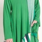 Yeşil asimetrik baharlık tunik modeli
