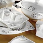 Yuvarlak desenli Lotus Karaca yemek takımı modeli