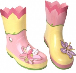 Çiçekli sarı yeşil pembe kız çocuk çizme modeli