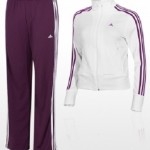 Üstü beyaz altı mor Adidas bayan eşofman takımı modeli