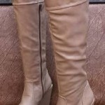 Üstü kürklü deri dolgu topuklu çizme modeli