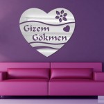 İsim yazılı kalp şeklinde ayna modeli